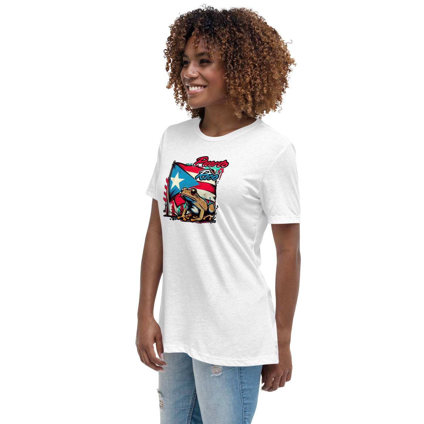 Graffytees Puerto Rico flag and Coqui Women's Relaxed T-Shirt