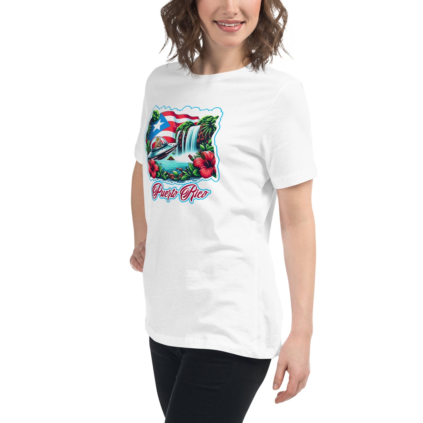 Graffytees Puerto Rico Coqui in UFO Women's Relaxed T-Shirt