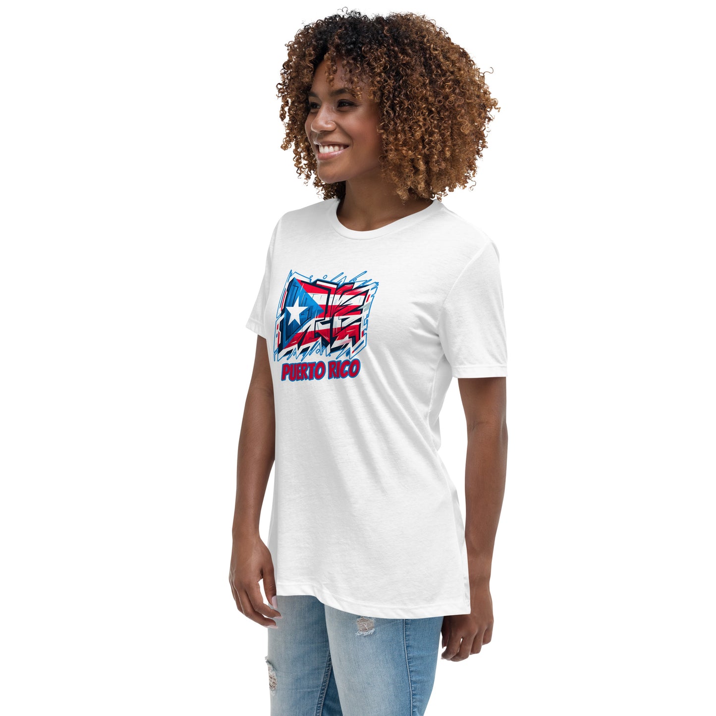 Graffytees Puerto Rico Graffiti flag Women's Relaxed T-Shirt