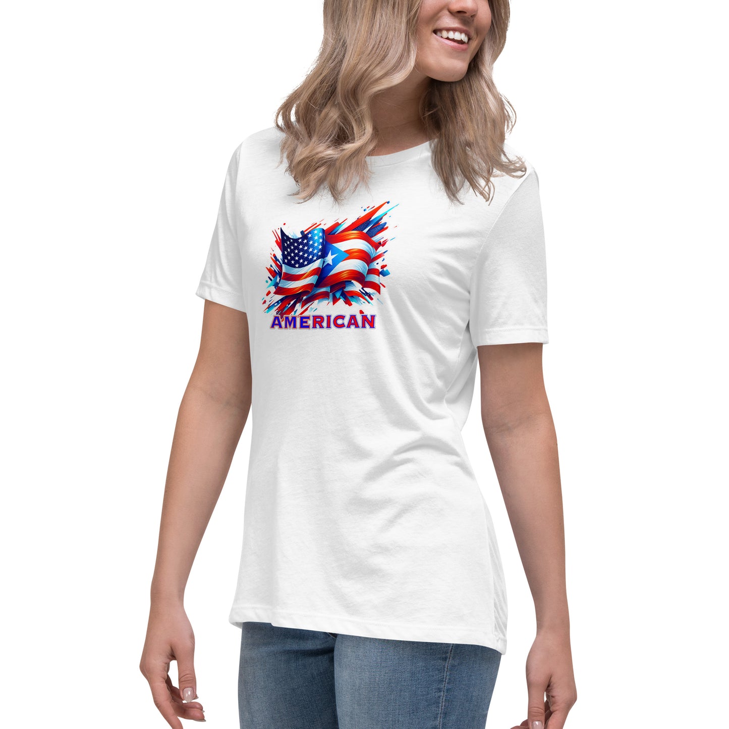 Graffytees AME-RICAN flags US-PR Women's Relaxed T-Shirt