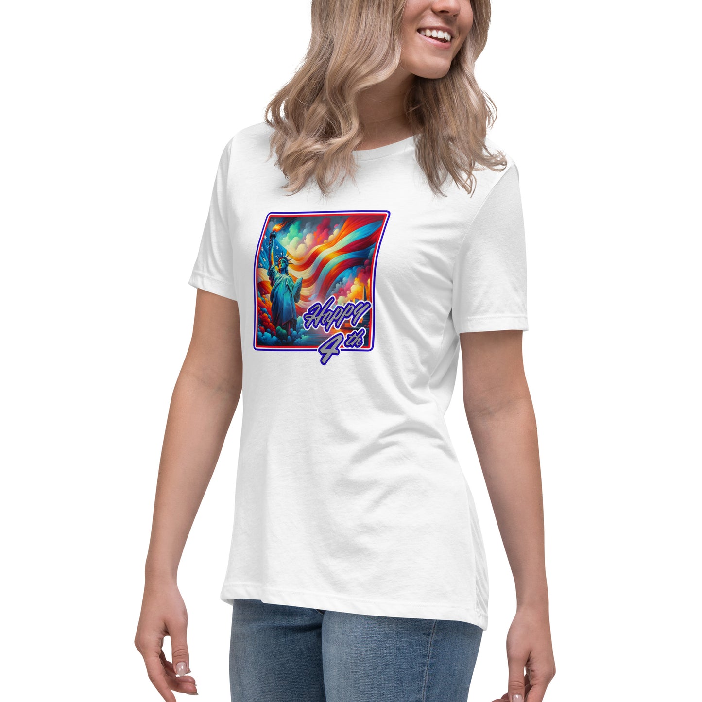 Graffytees Happy 4th of July Women's Relaxed T-Shirt