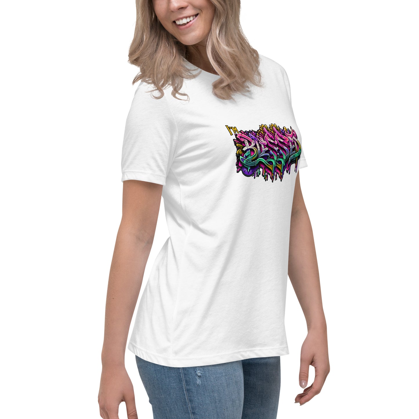 Graffytees Blessed Graffiti design Women's Relaxed T-Shirt