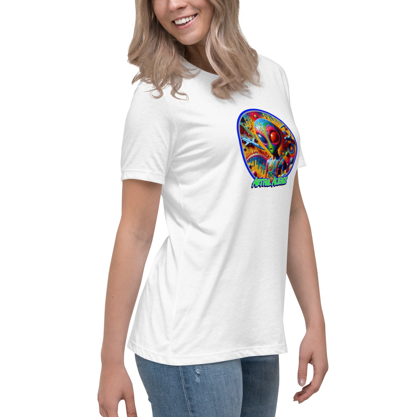 Graffytees Artful Alienz colorful graffiti design Women's Relaxed T-Shirt