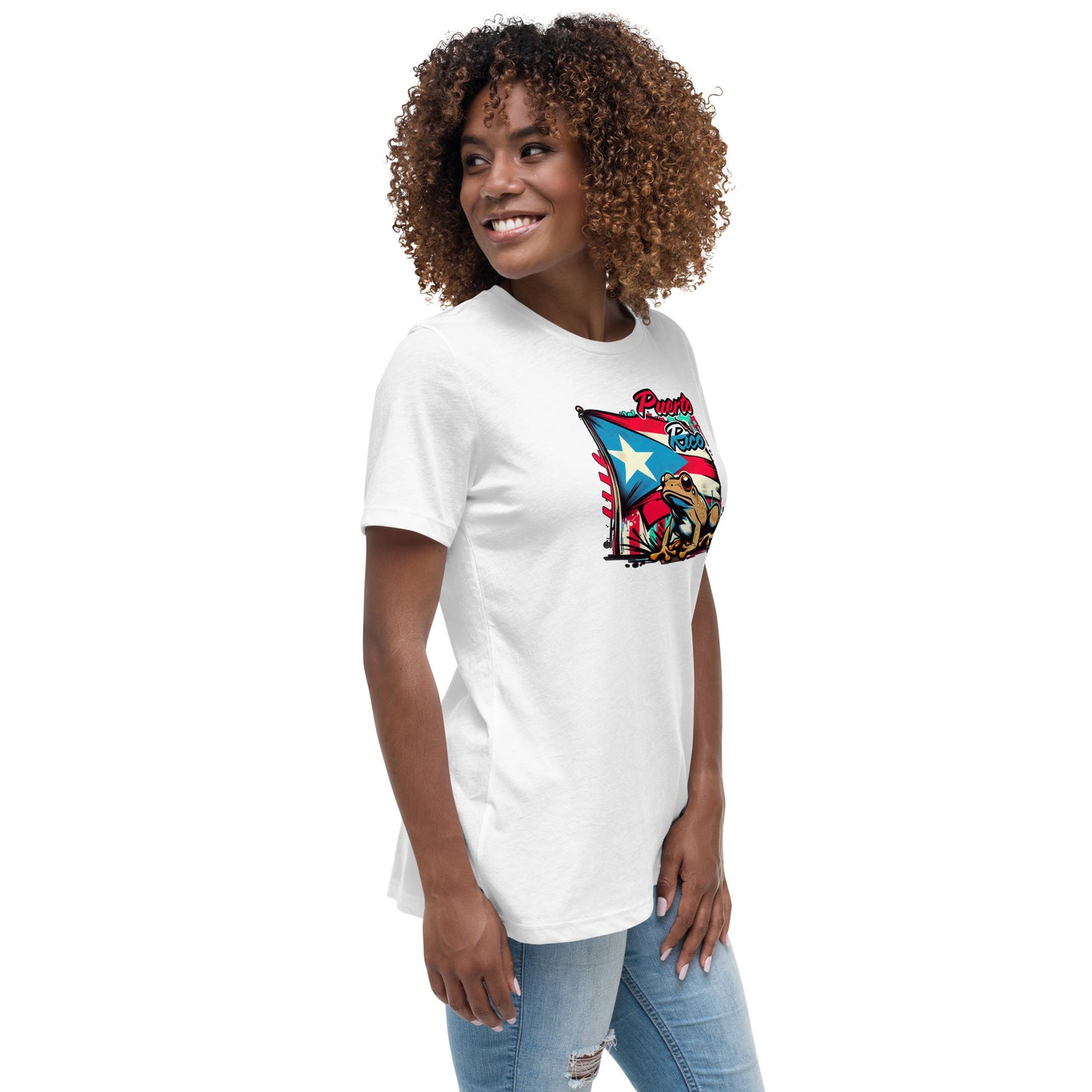 Graffytees Puerto Rico flag and Coqui Women's Relaxed T-Shirt