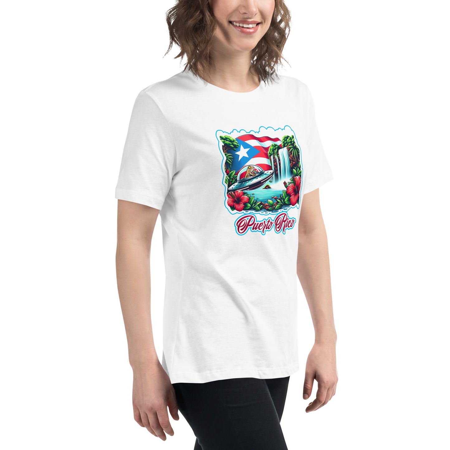 Graffytees Puerto Rico Coqui in UFO Women's Relaxed T-Shirt