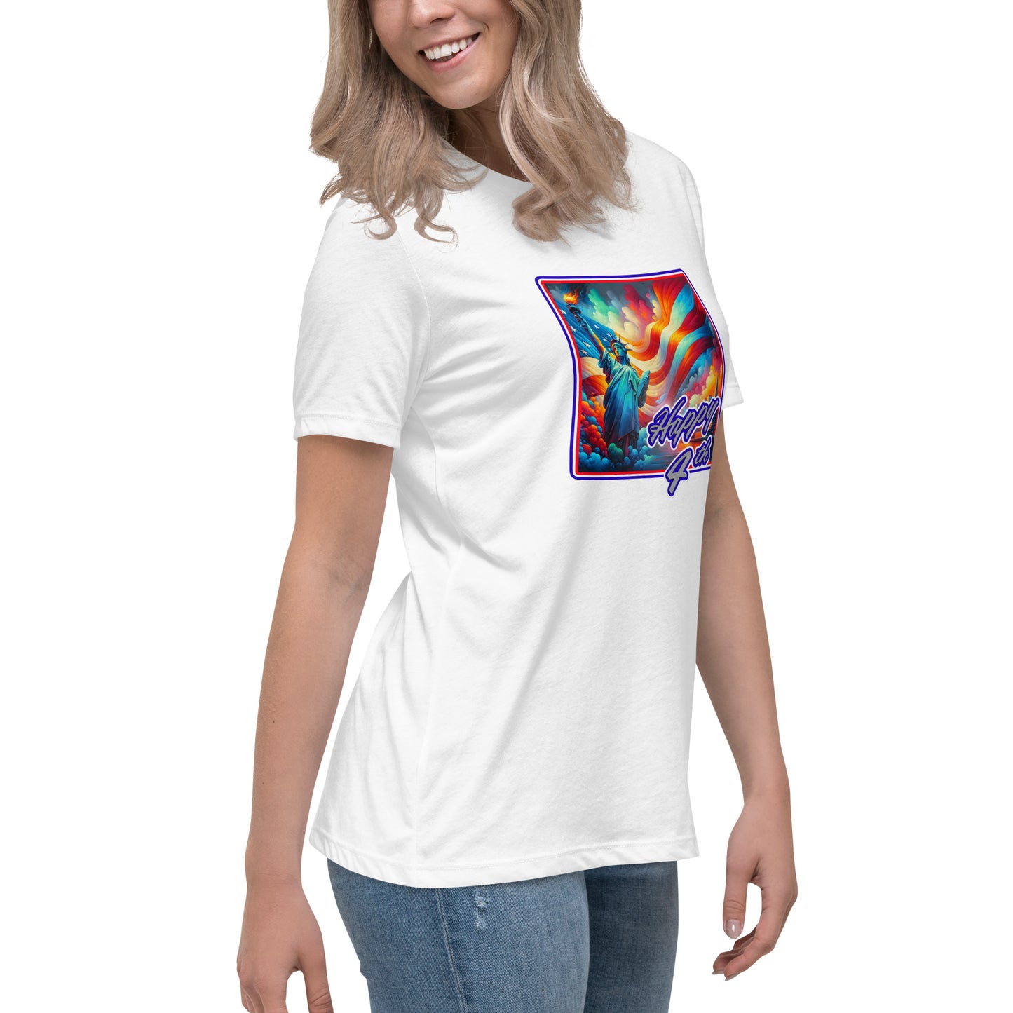 Graffytees Happy 4th of July Women's Relaxed T-Shirt