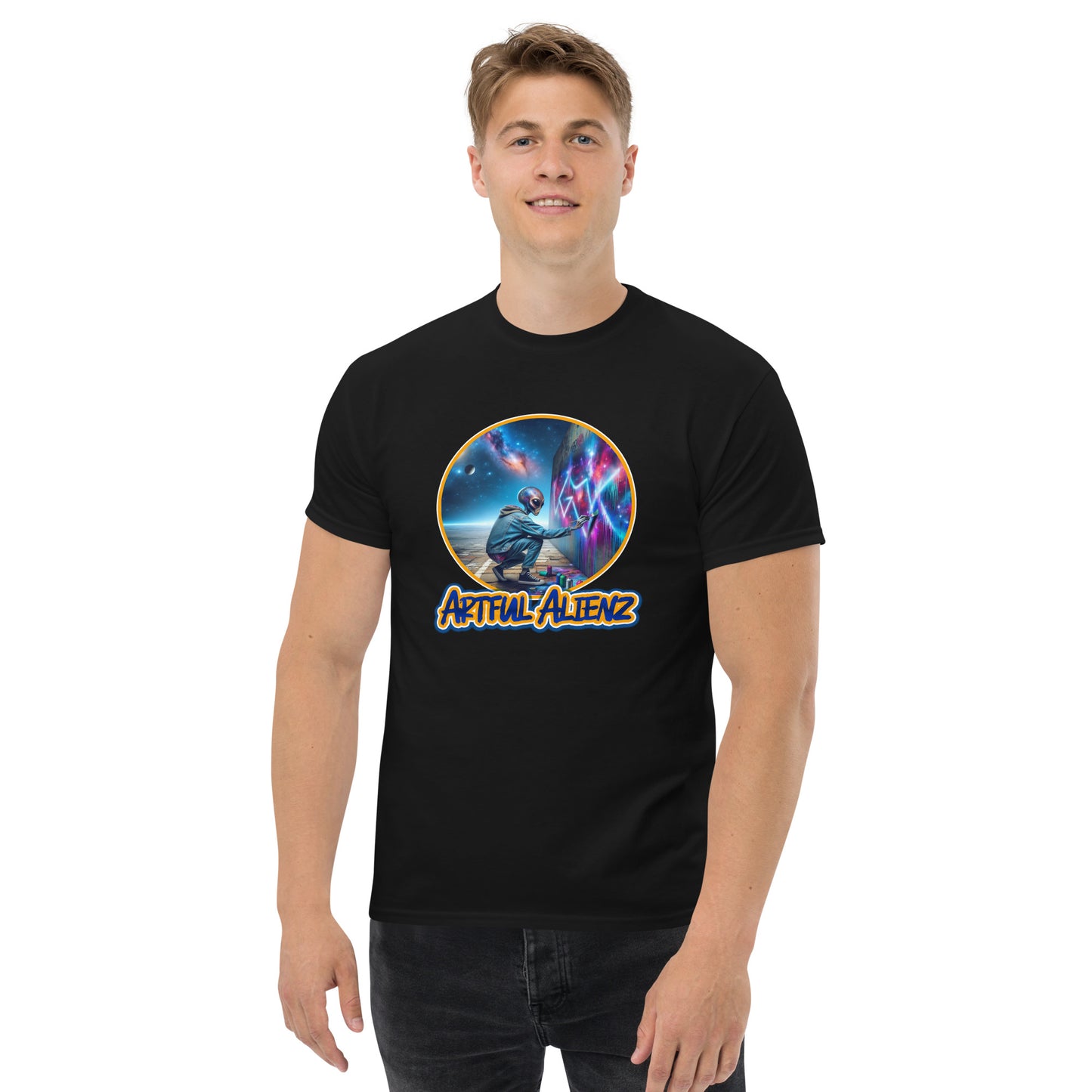 Artful Alienz Alien Graffiti Artist Men's classic tee