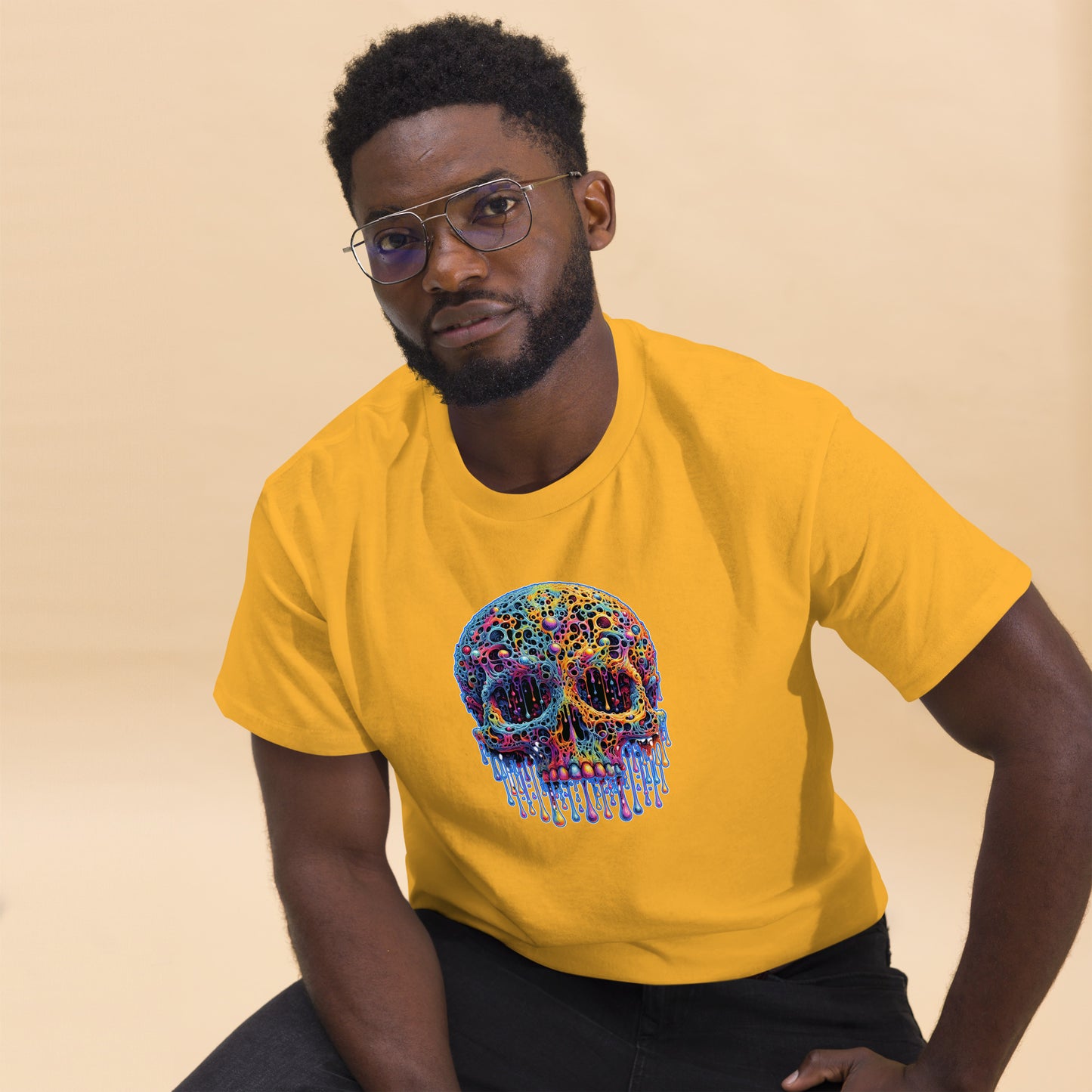 GraffyTees Colorful dripping Skull Men's classic tee