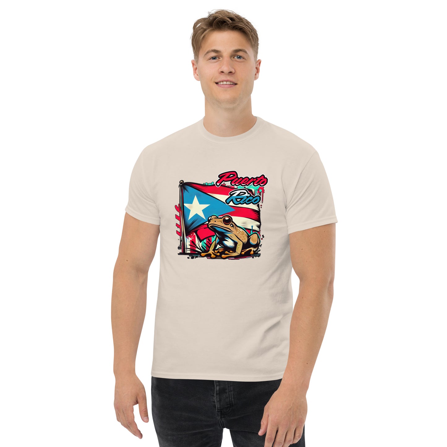 Graffytees Puerto Rico flag and coqui Men's classic tee