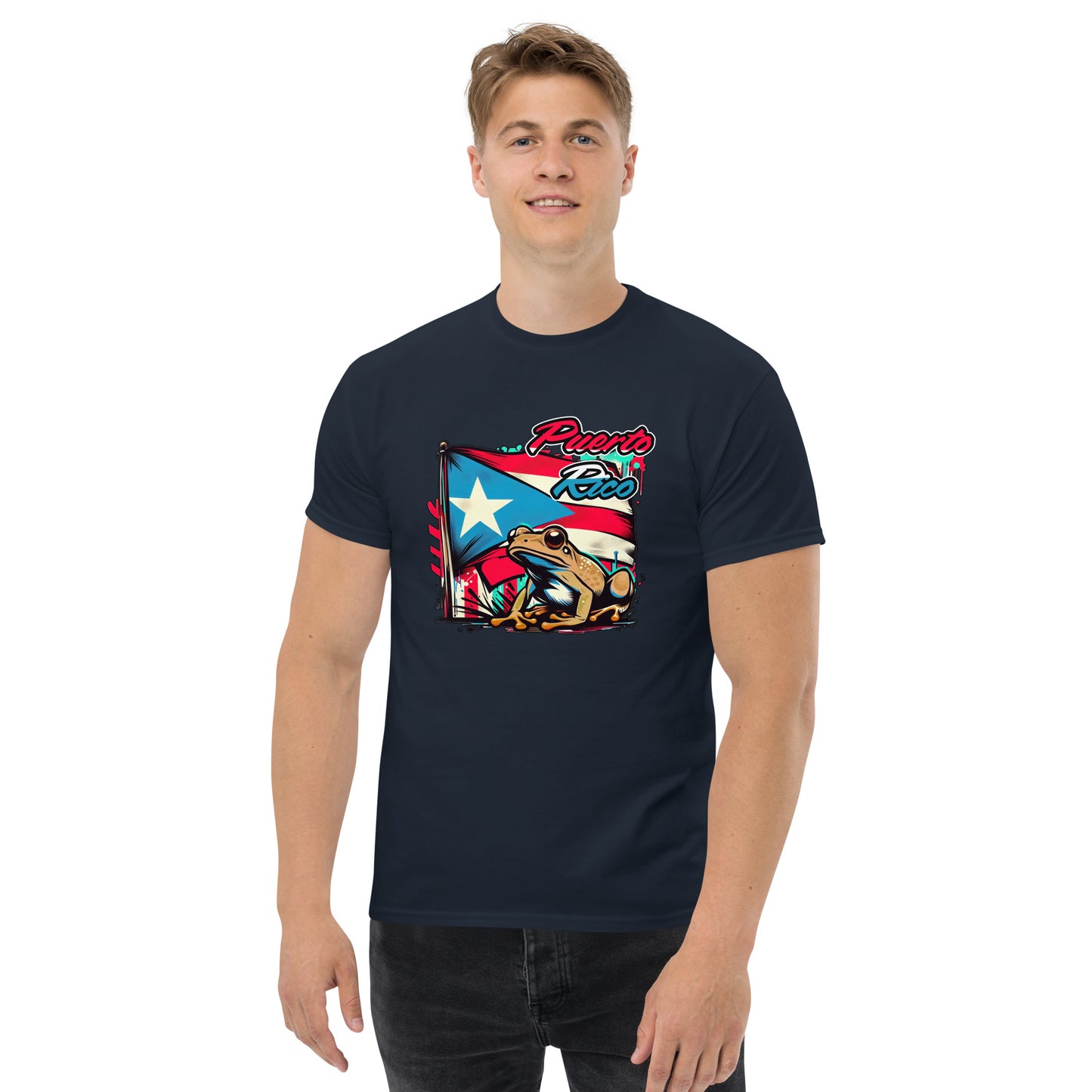 Graffytees Puerto Rico flag and coqui Men's classic tee