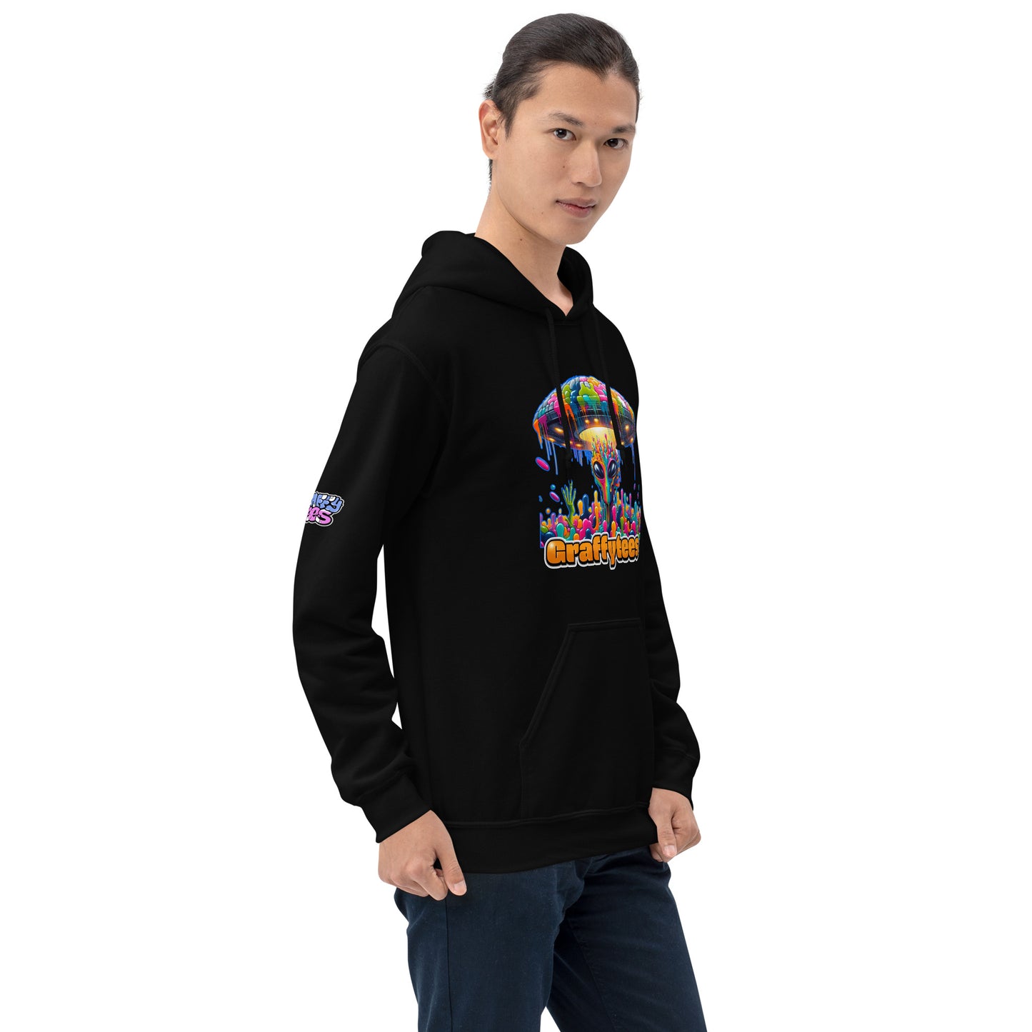 Artful Alienz colorful Alien and UFO Unisex Hoodie