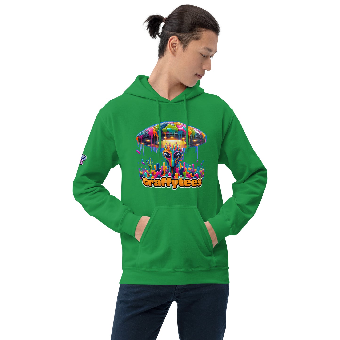 Artful Alienz colorful Alien and UFO Unisex Hoodie