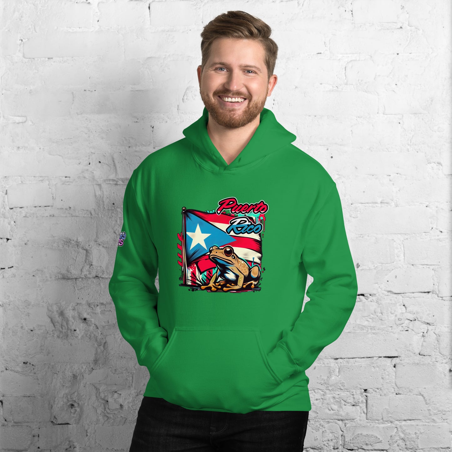 Graffytees Puerto Rico flag and Coqui Unisex Hoodie