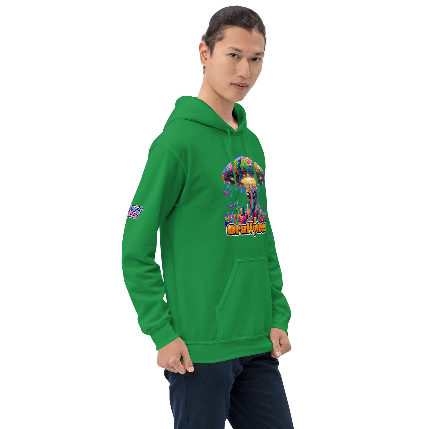 Artful Alienz colorful Alien and UFO Unisex Hoodie