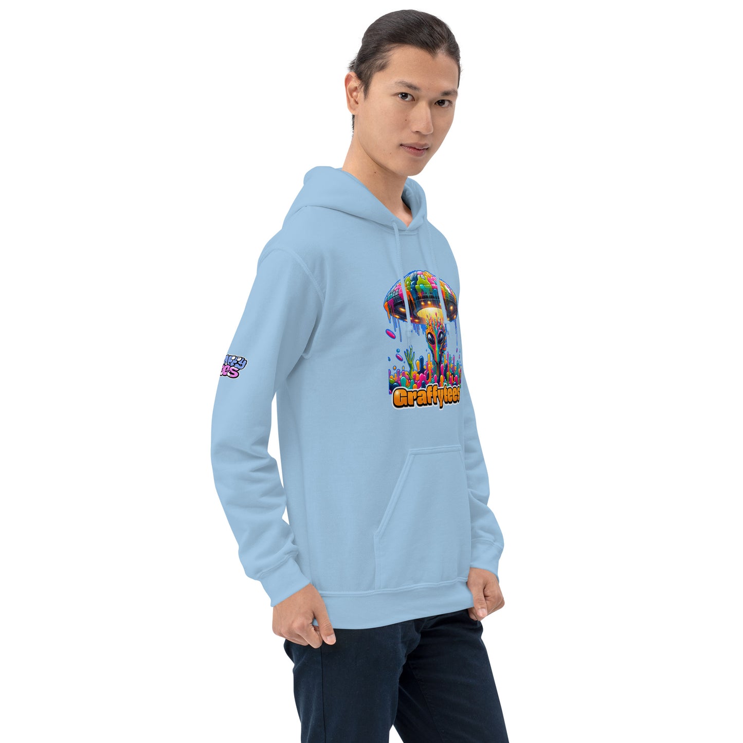 Artful Alienz colorful Alien and UFO Unisex Hoodie