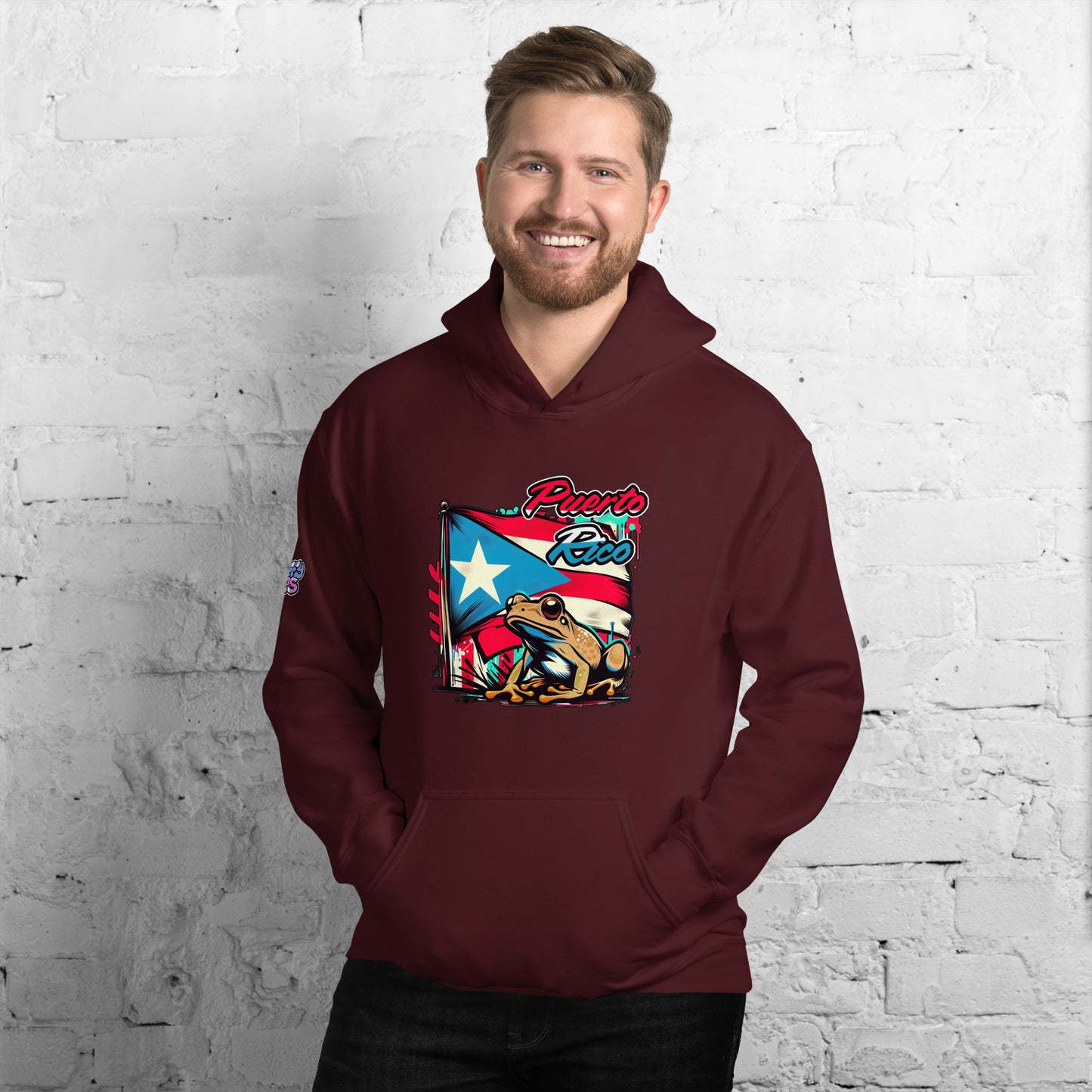 Graffytees Puerto Rico flag and Coqui Unisex Hoodie