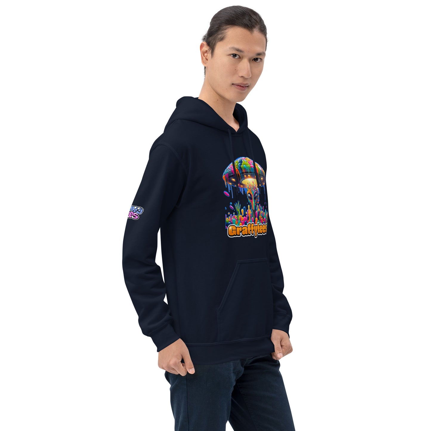 Artful Alienz colorful Alien and UFO Unisex Hoodie