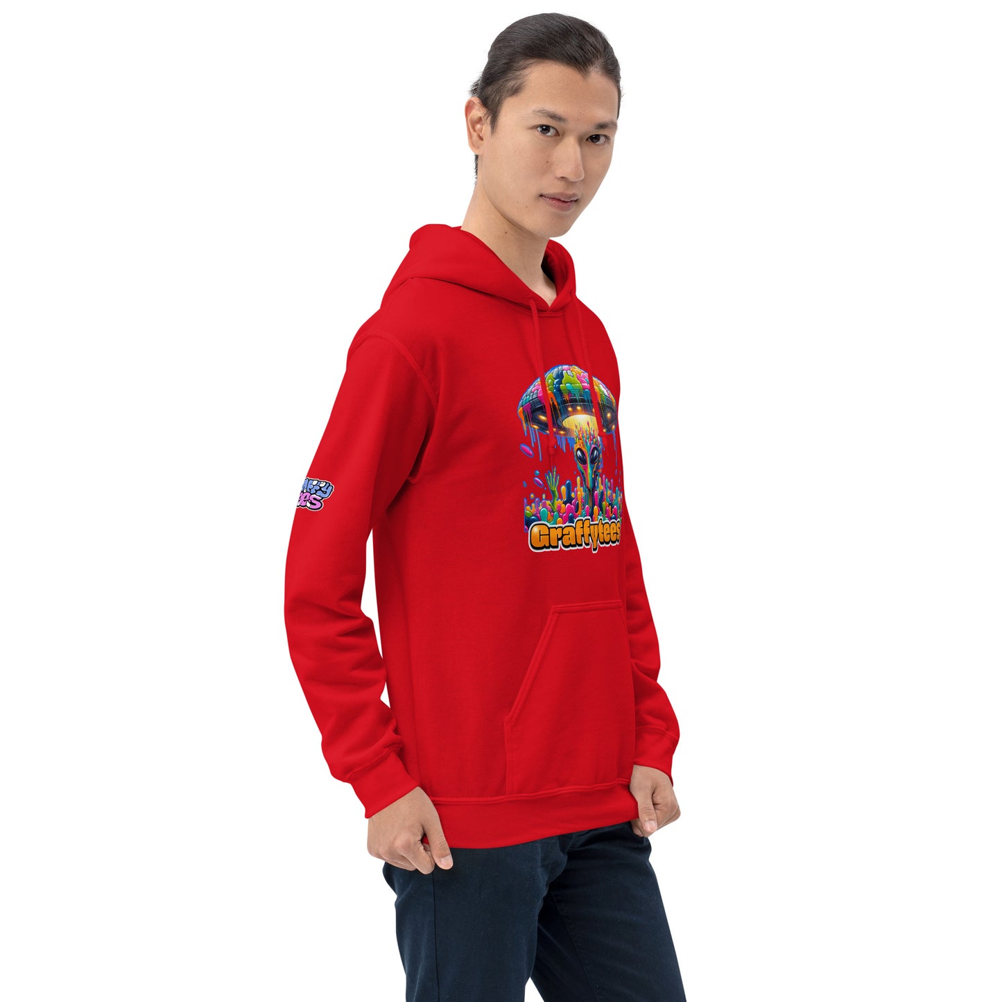 Artful Alienz colorful Alien and UFO Unisex Hoodie