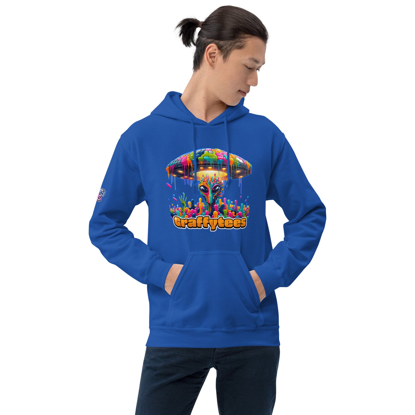 Artful Alienz colorful Alien and UFO Unisex Hoodie