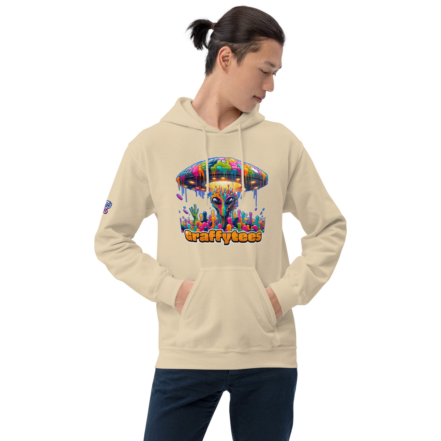 Artful Alienz colorful Alien and UFO Unisex Hoodie