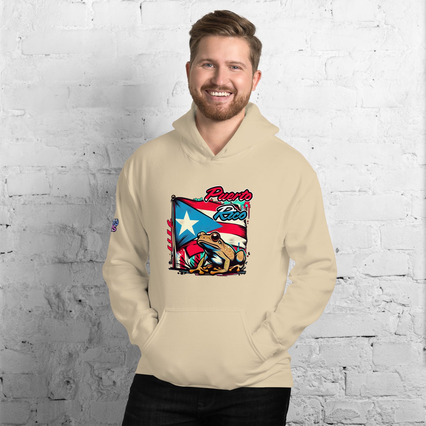 Graffytees Puerto Rico flag and Coqui Unisex Hoodie