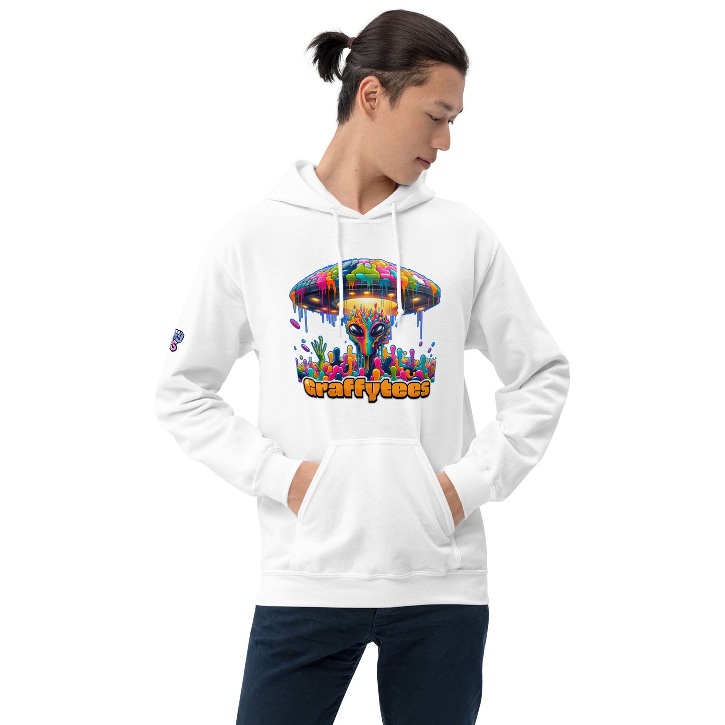 Artful Alienz colorful Alien and UFO Unisex Hoodie