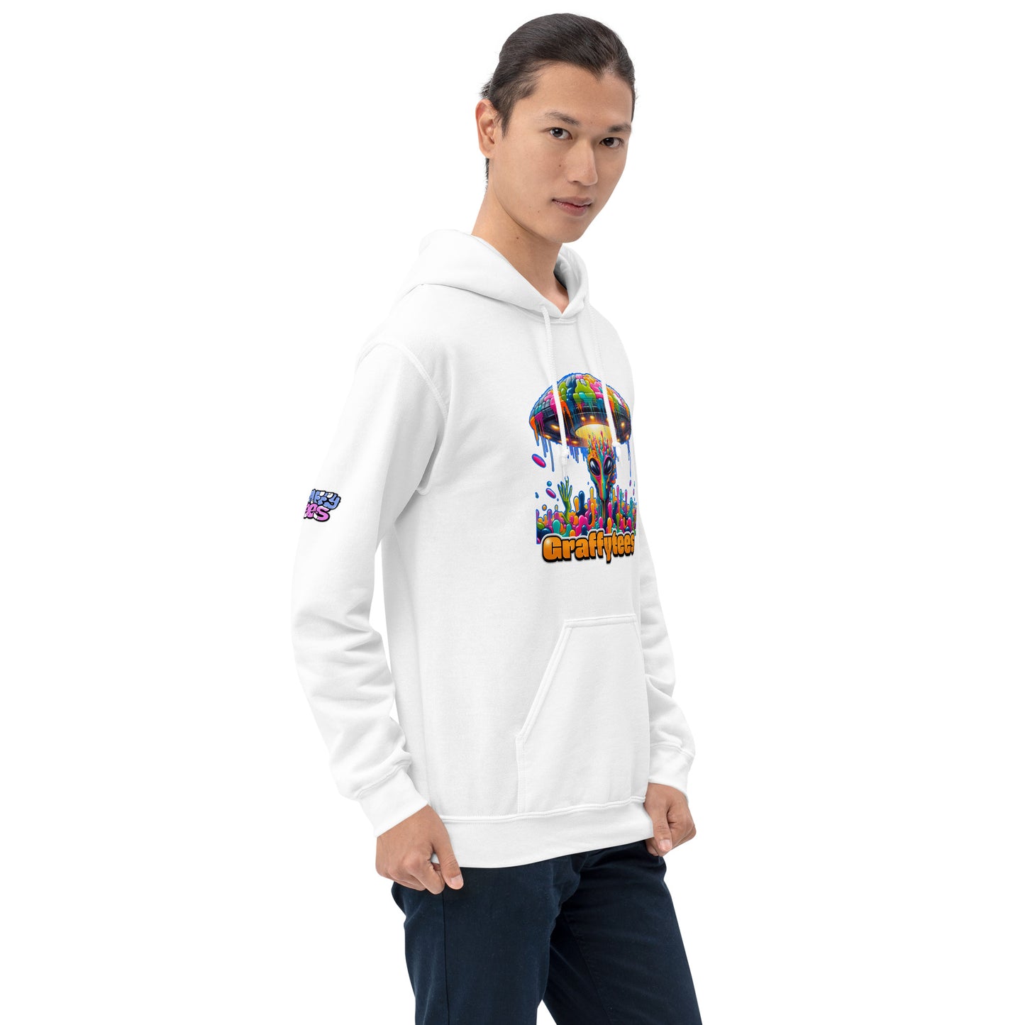 Artful Alienz colorful Alien and UFO Unisex Hoodie