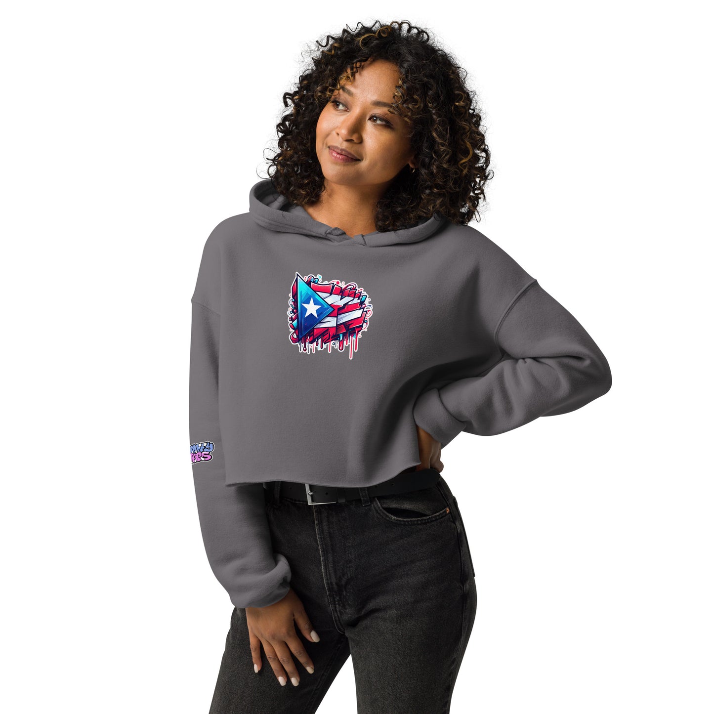 Graffytees graffiti Puerto Rican Flag Crop Hoodie