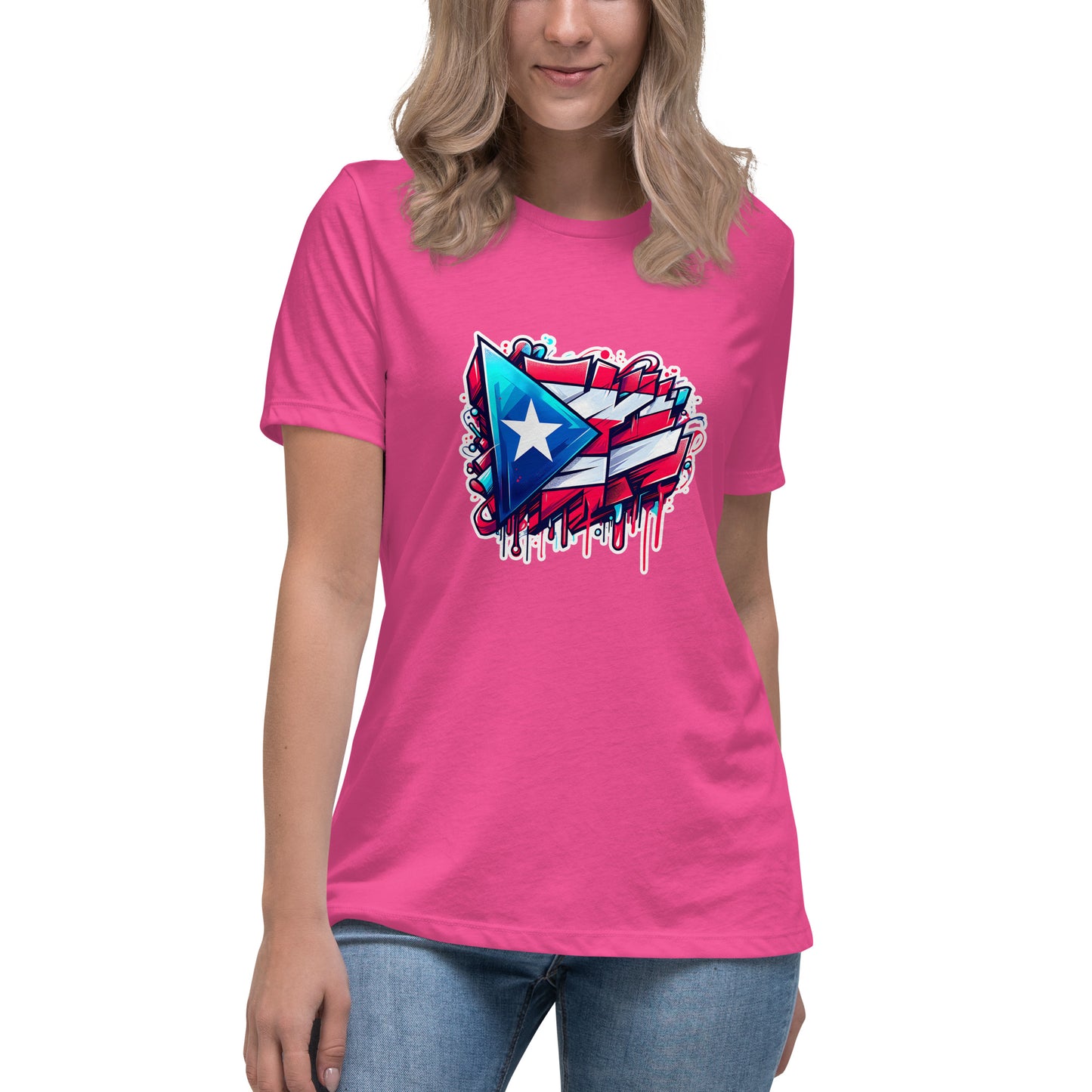 Graffytees graffiti Puerto Rican Flag Women's Relaxed T-Shirt