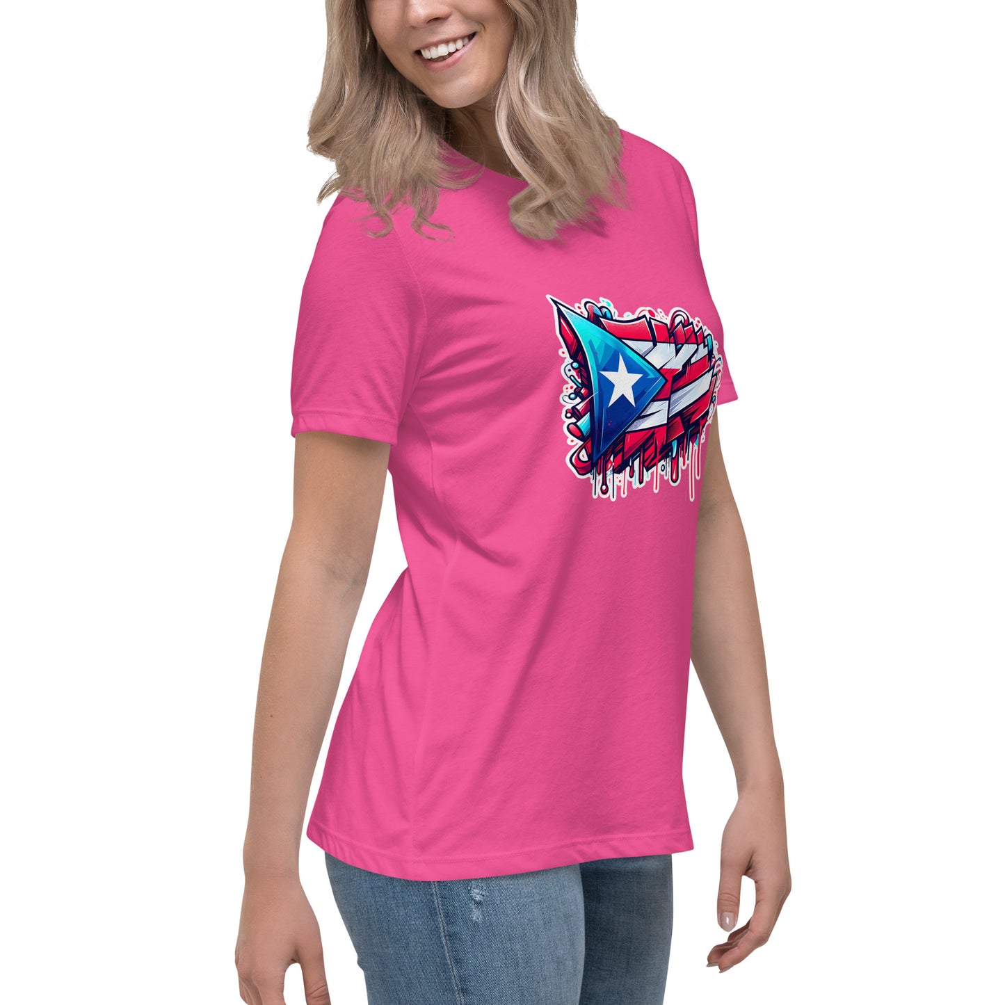 Graffytees graffiti Puerto Rican Flag Women's Relaxed T-Shirt