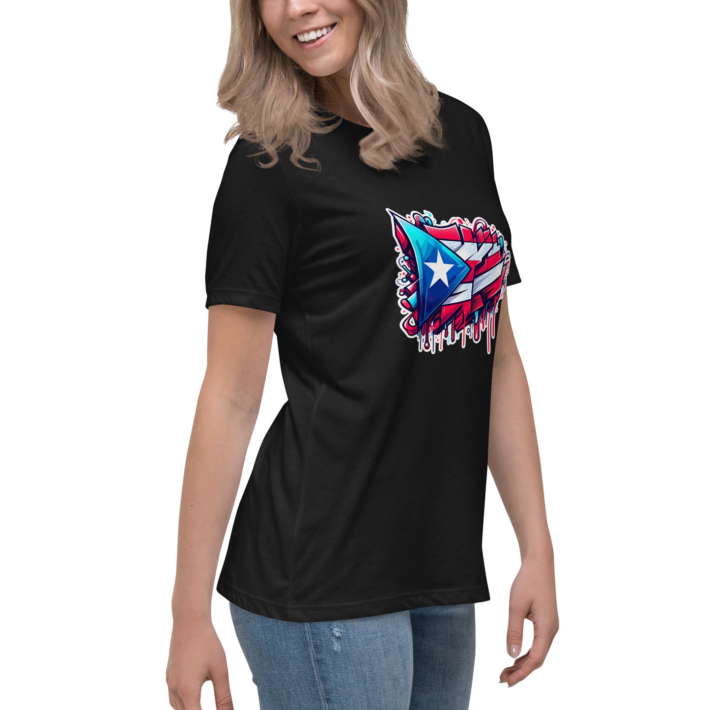 Graffytees graffiti Puerto Rican Flag Women's Relaxed T-Shirt