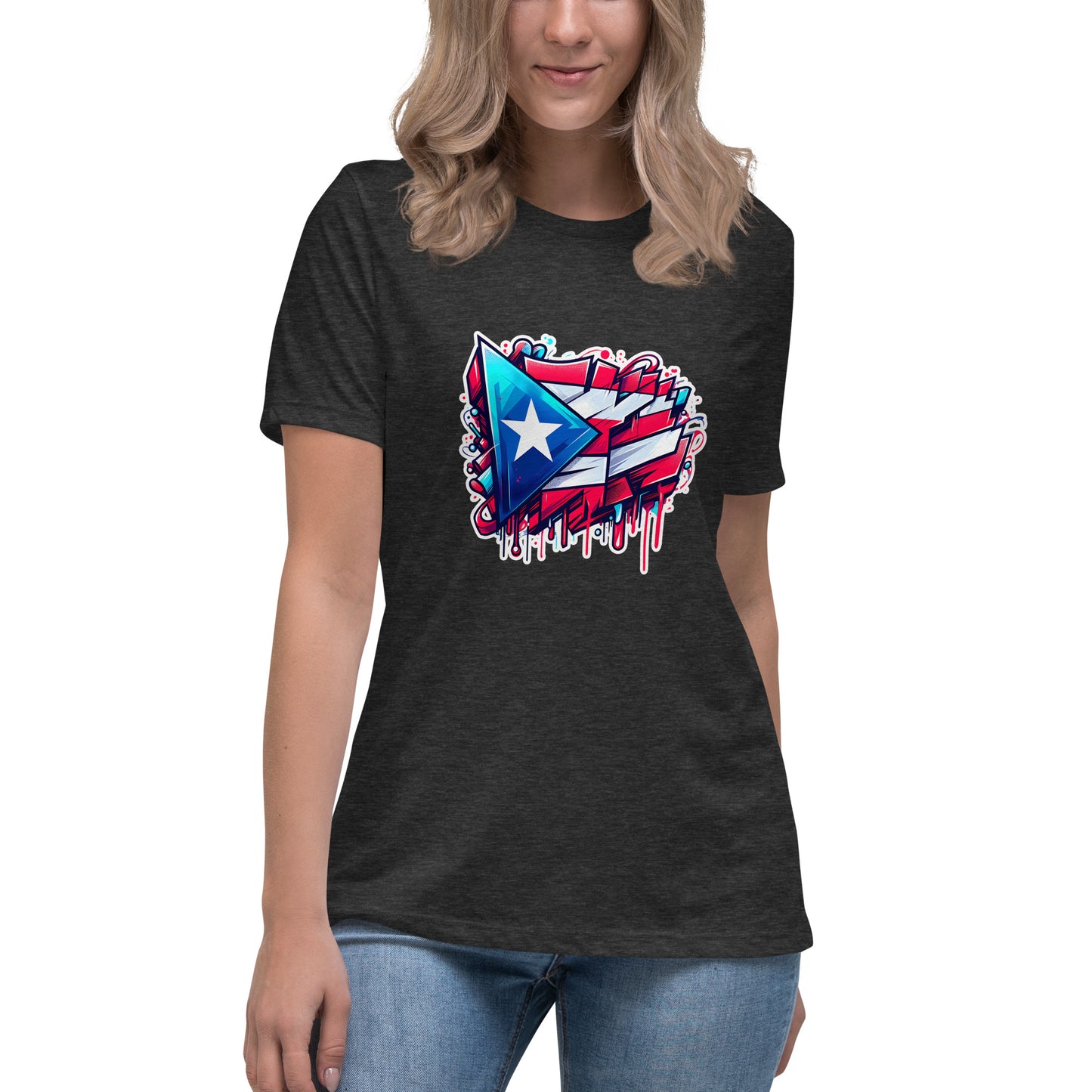 Graffytees graffiti Puerto Rican Flag Women's Relaxed T-Shirt