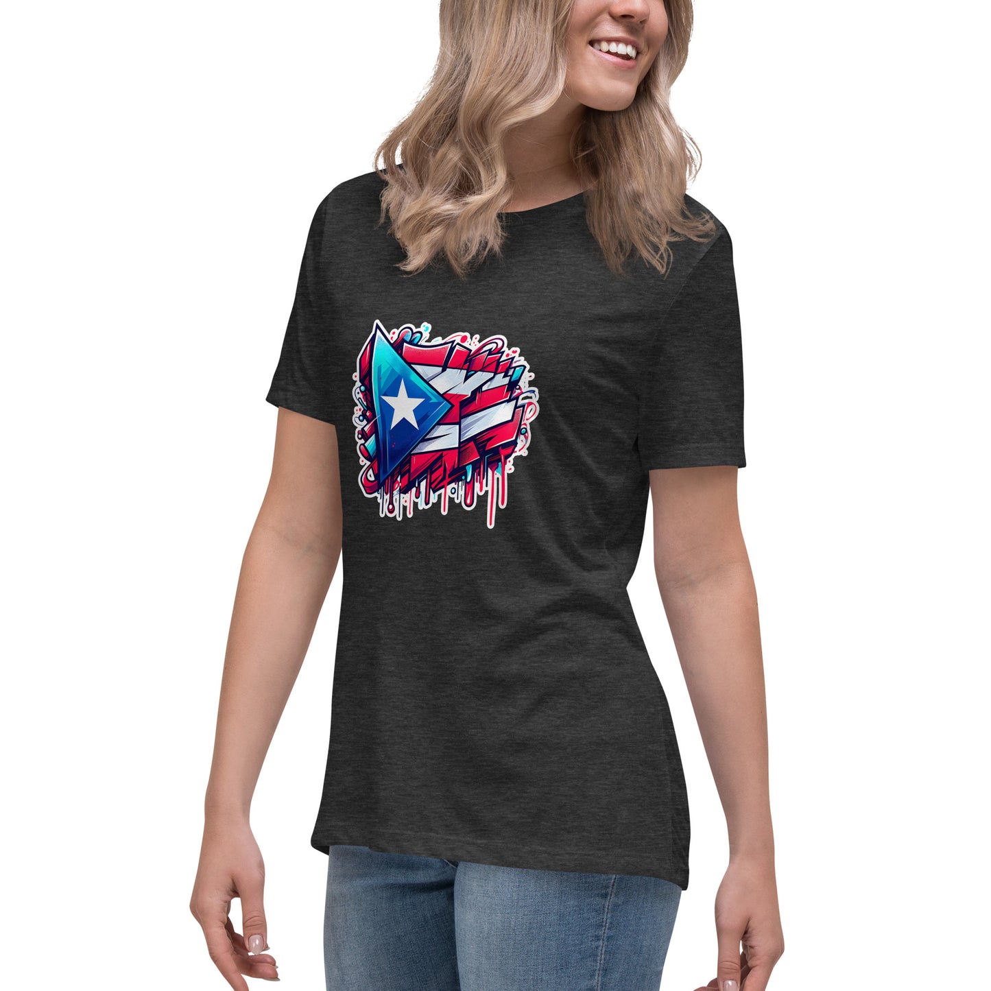 Graffytees graffiti Puerto Rican Flag Women's Relaxed T-Shirt