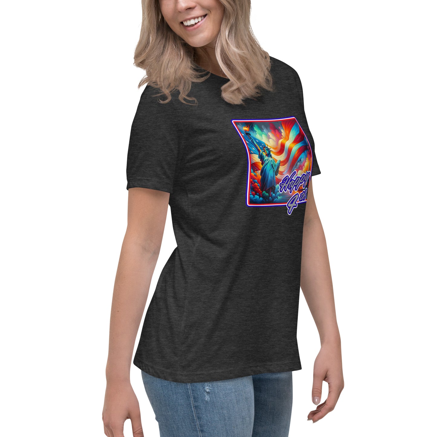 Graffytees Happy 4th of July Women's Relaxed T-Shirt