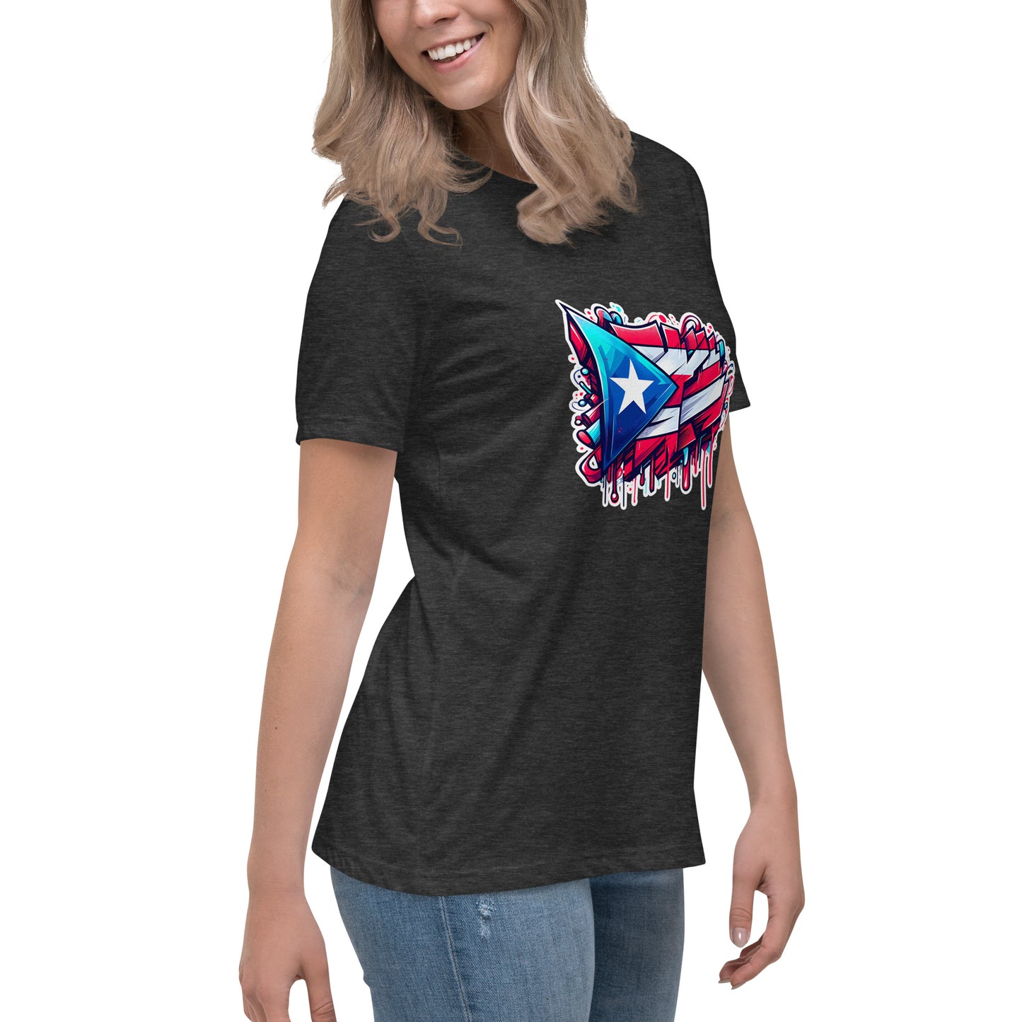 Graffytees graffiti Puerto Rican Flag Women's Relaxed T-Shirt