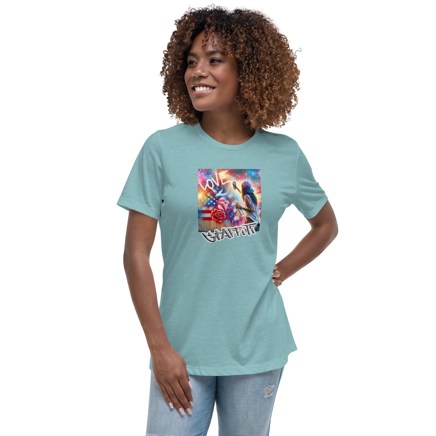 Graffytees Girl Artist graffiti Love message Women's Relaxed T-Shirt
