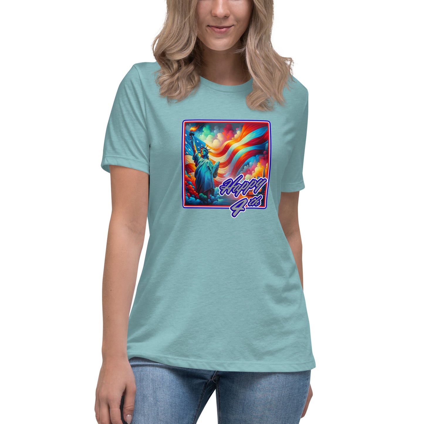 Graffytees Happy 4th of July Women's Relaxed T-Shirt