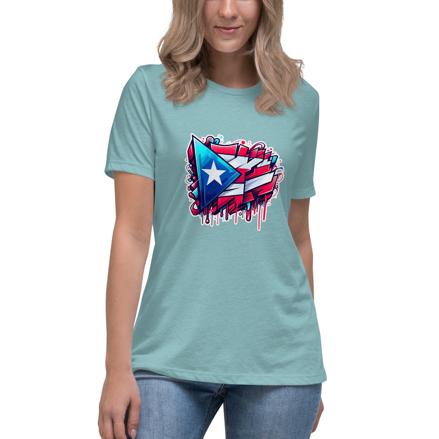 Graffytees graffiti Puerto Rican Flag Women's Relaxed T-Shirt