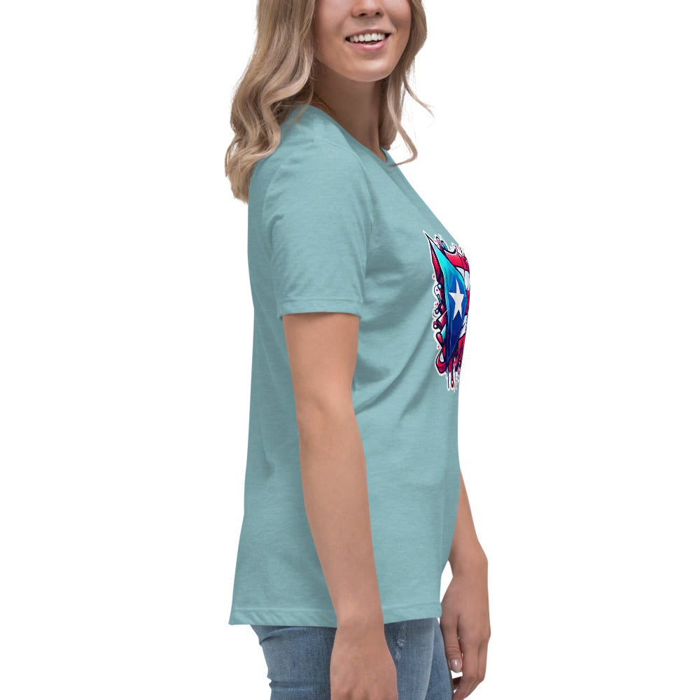 Graffytees graffiti Puerto Rican Flag Women's Relaxed T-Shirt