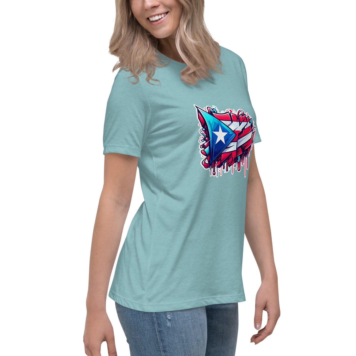 Graffytees graffiti Puerto Rican Flag Women's Relaxed T-Shirt