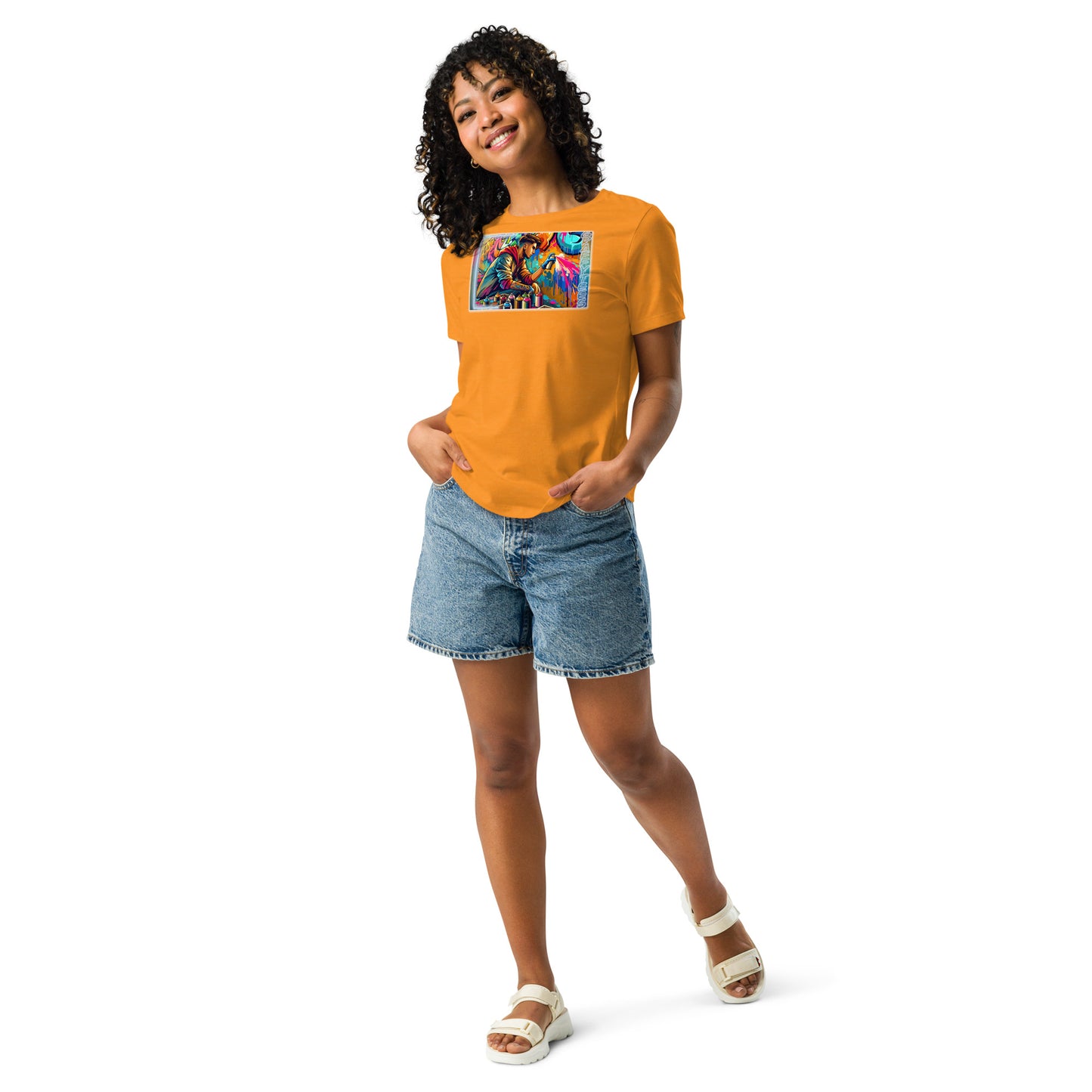 GraffyTees vandal Artist creating a Mural Women's Relaxed T-Shirt