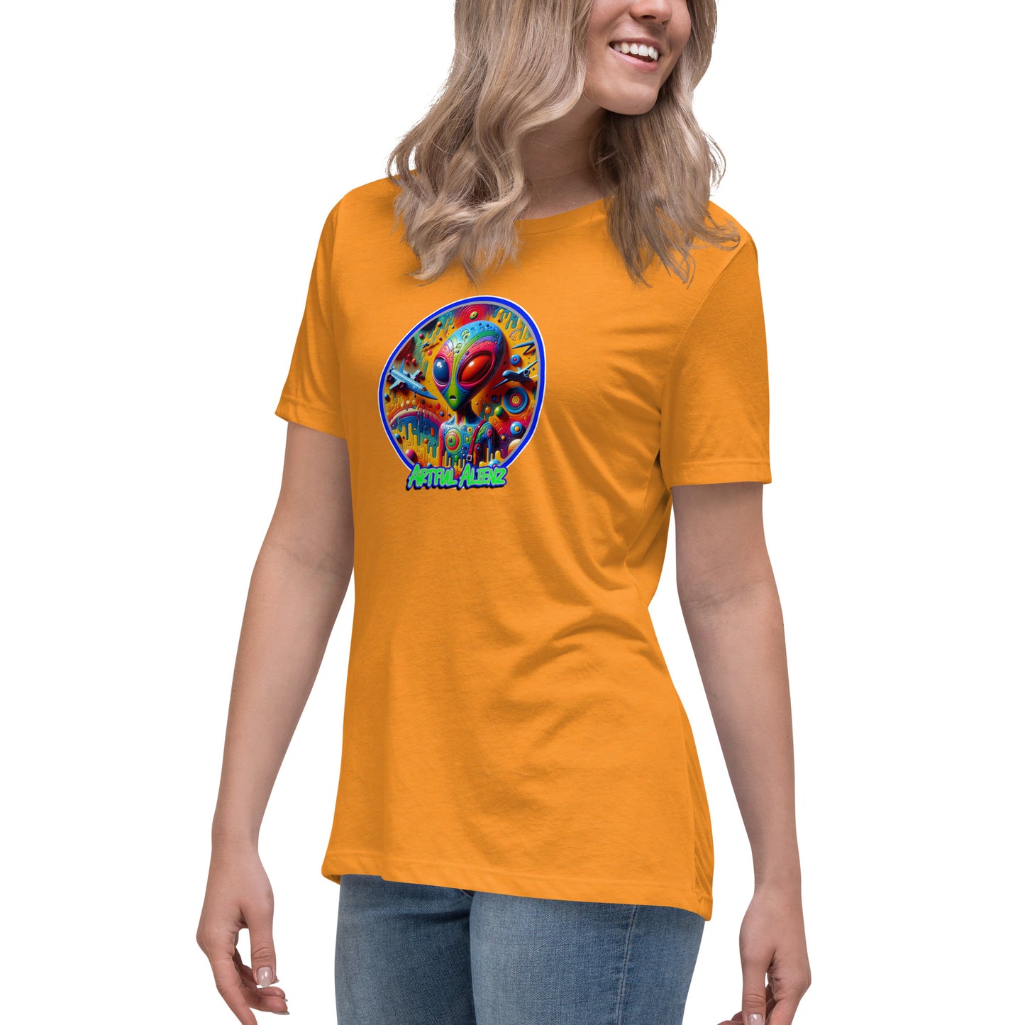 Graffytees Artful Alienz colorful graffiti design Women's Relaxed T-Shirt