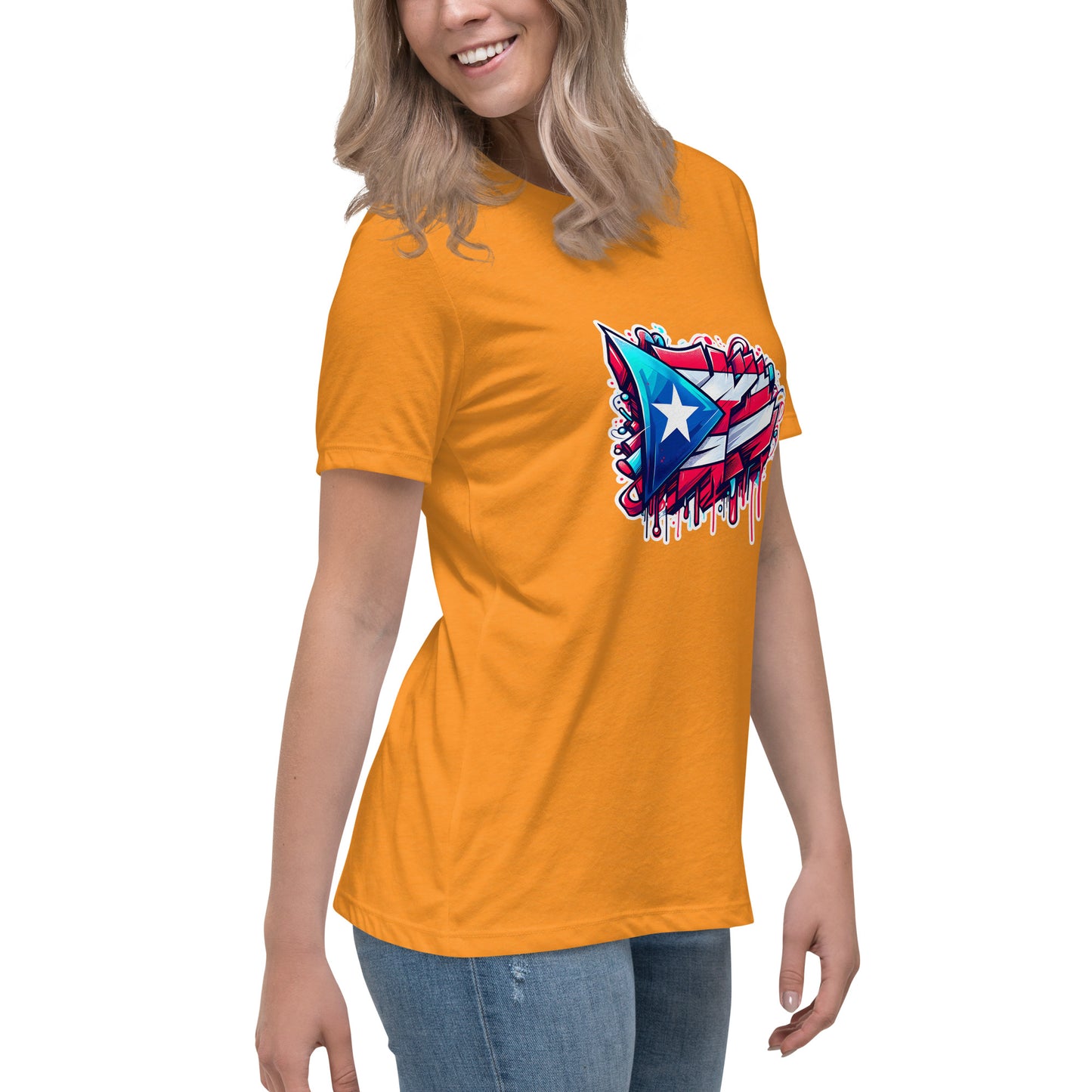 Graffytees graffiti Puerto Rican Flag Women's Relaxed T-Shirt