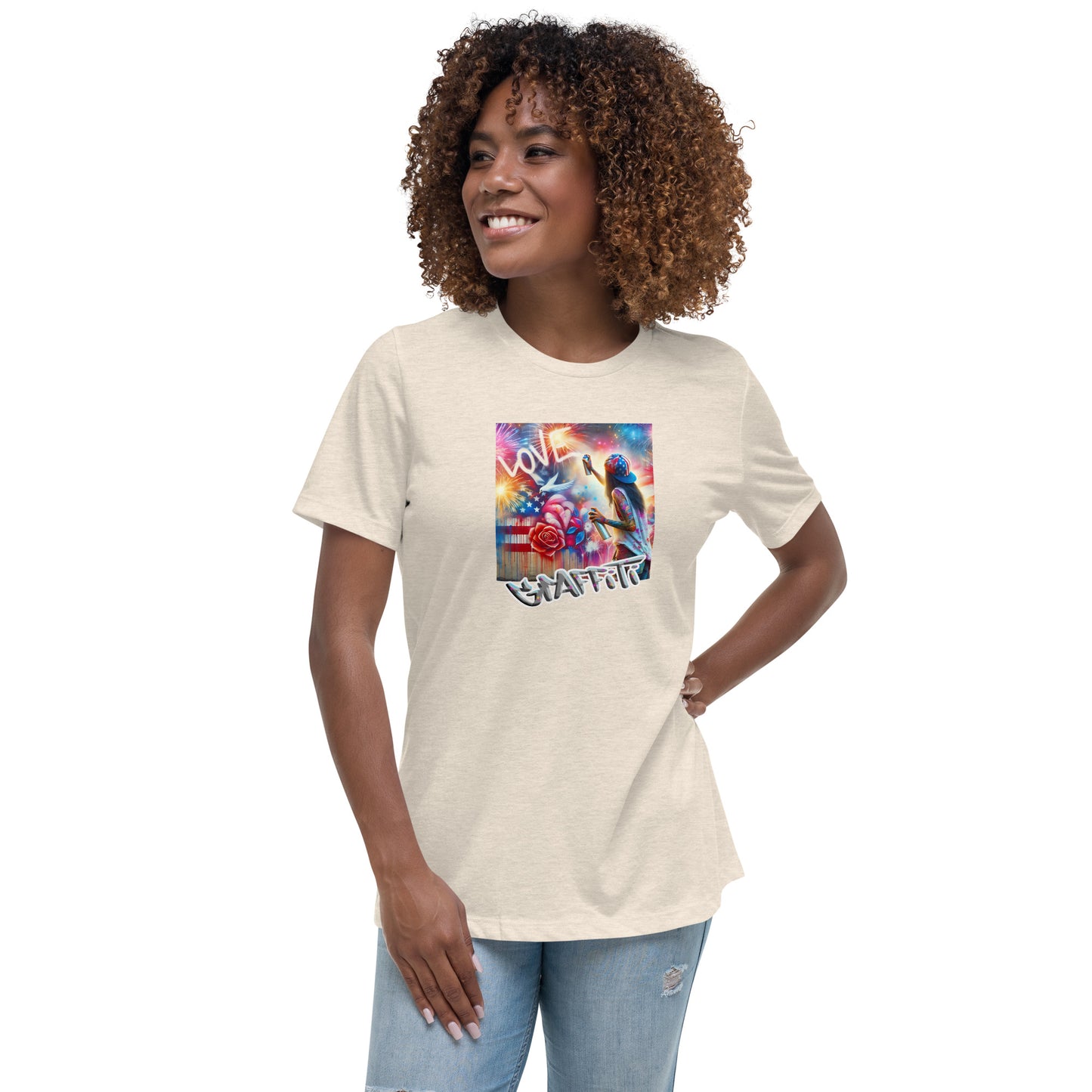 Graffytees Girl Artist graffiti Love message Women's Relaxed T-Shirt
