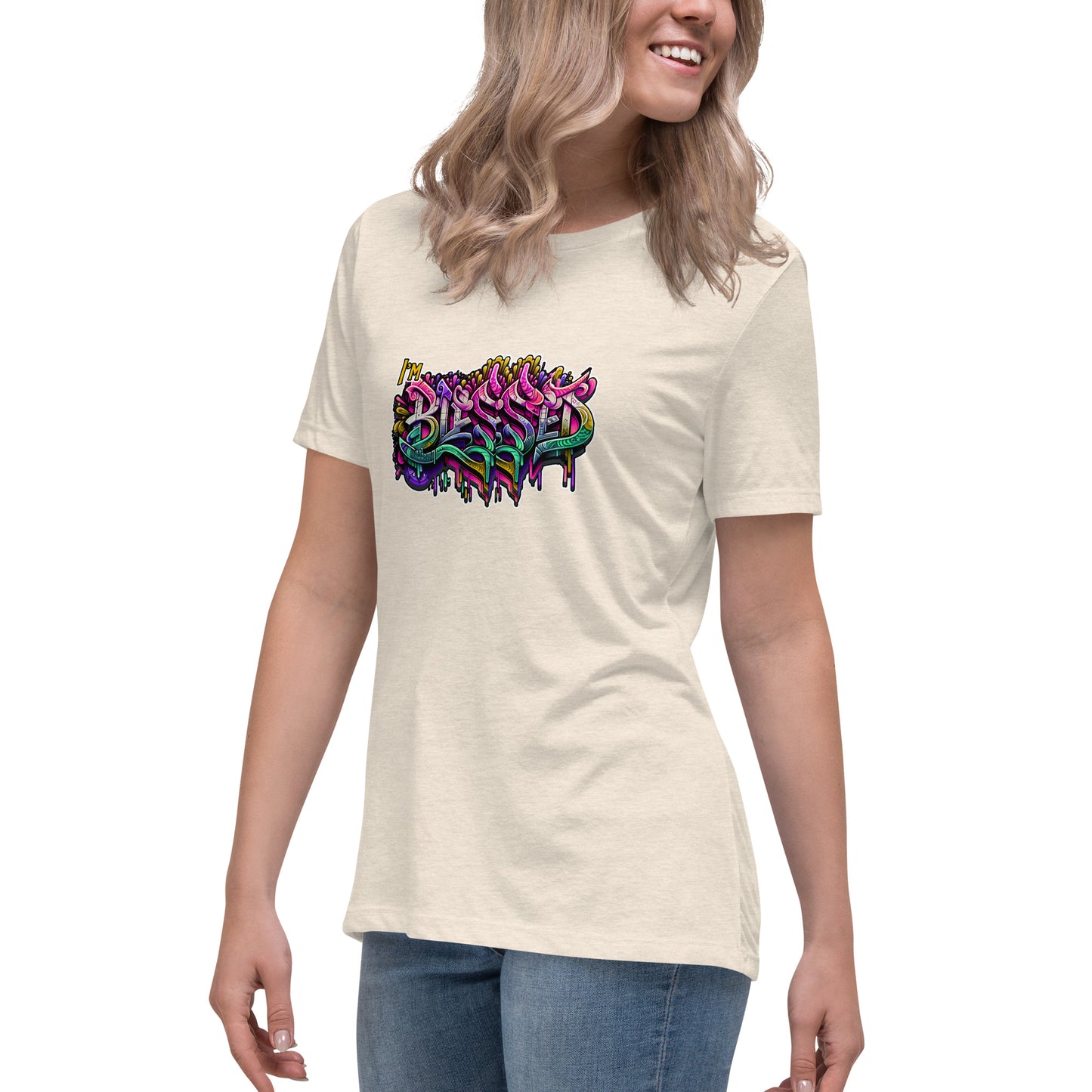 Graffytees Blessed Graffiti design Women's Relaxed T-Shirt
