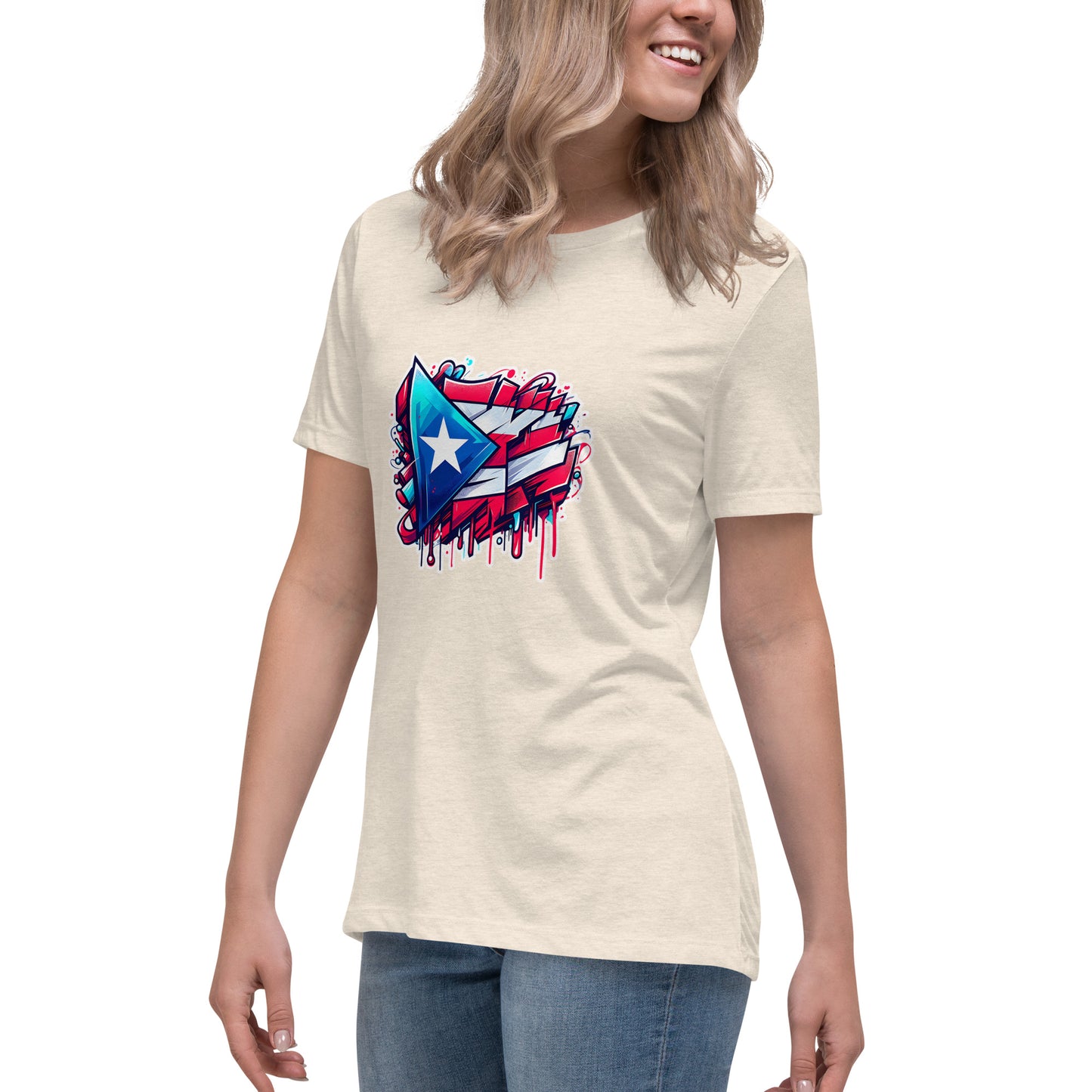 Graffytees graffiti Puerto Rican Flag Women's Relaxed T-Shirt