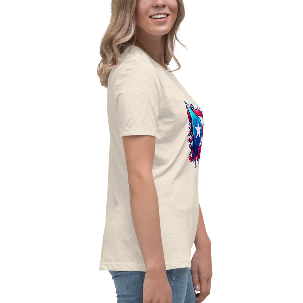 Graffytees graffiti Puerto Rican Flag Women's Relaxed T-Shirt