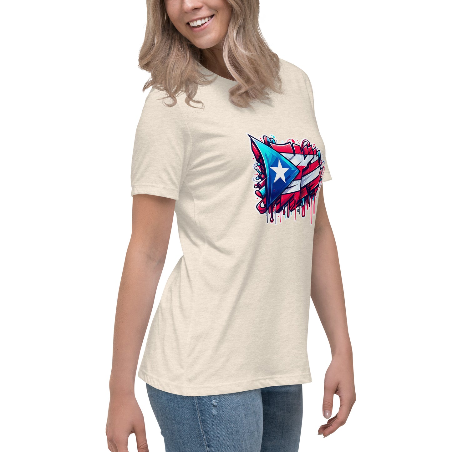 Graffytees graffiti Puerto Rican Flag Women's Relaxed T-Shirt