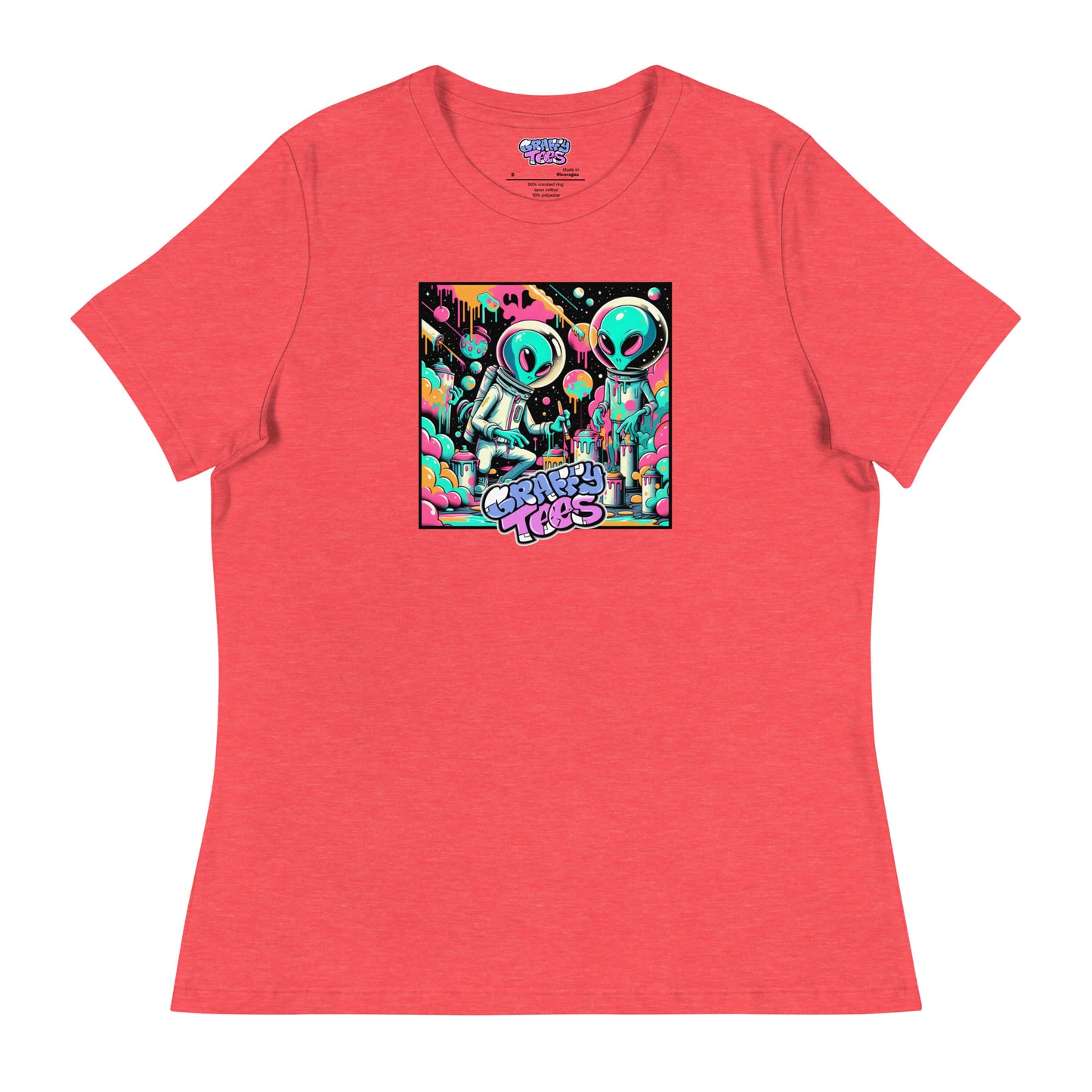 GraffyTees Aliens Painting Women's Relaxed T-Shirt