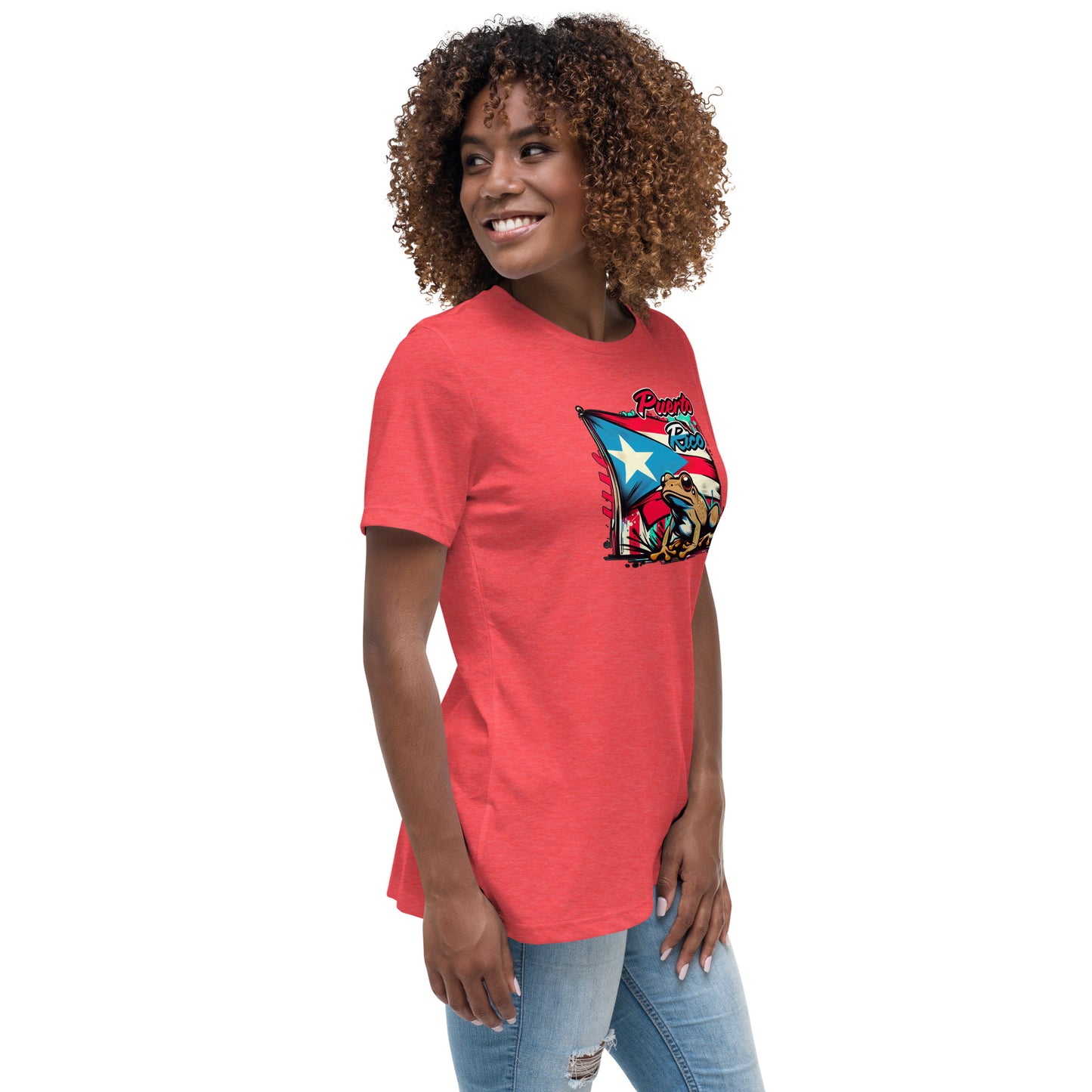 Graffytees Puerto Rico flag and Coqui Women's Relaxed T-Shirt